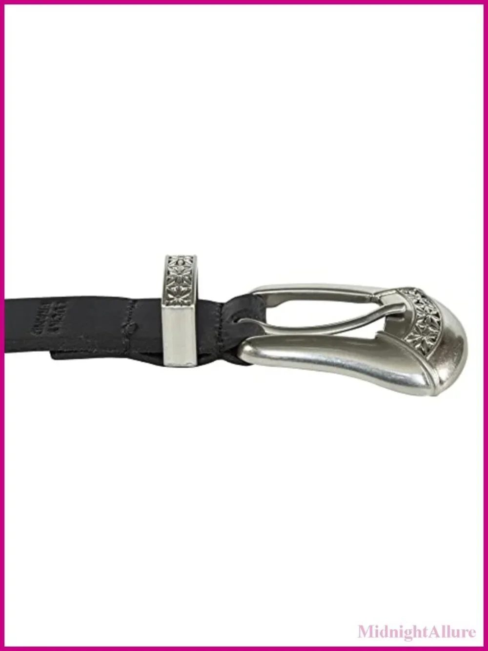 Lucky Brand Western Leather Belt with Nickel Roller Buckle